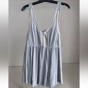 Torrid Top Womens Sleeveless Gauze Embroidered V-Neck Tank Gray Size 00